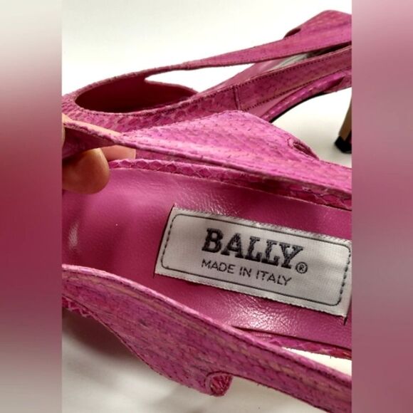 Bally of Switzerland Vintage Pink Leather Slingback Shoe's Kitten Heels  11AA - Picture 8 of 15